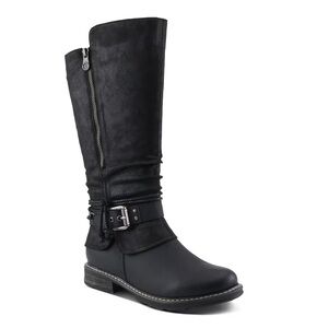Sleek Black Winter Boots with Buckle Detail